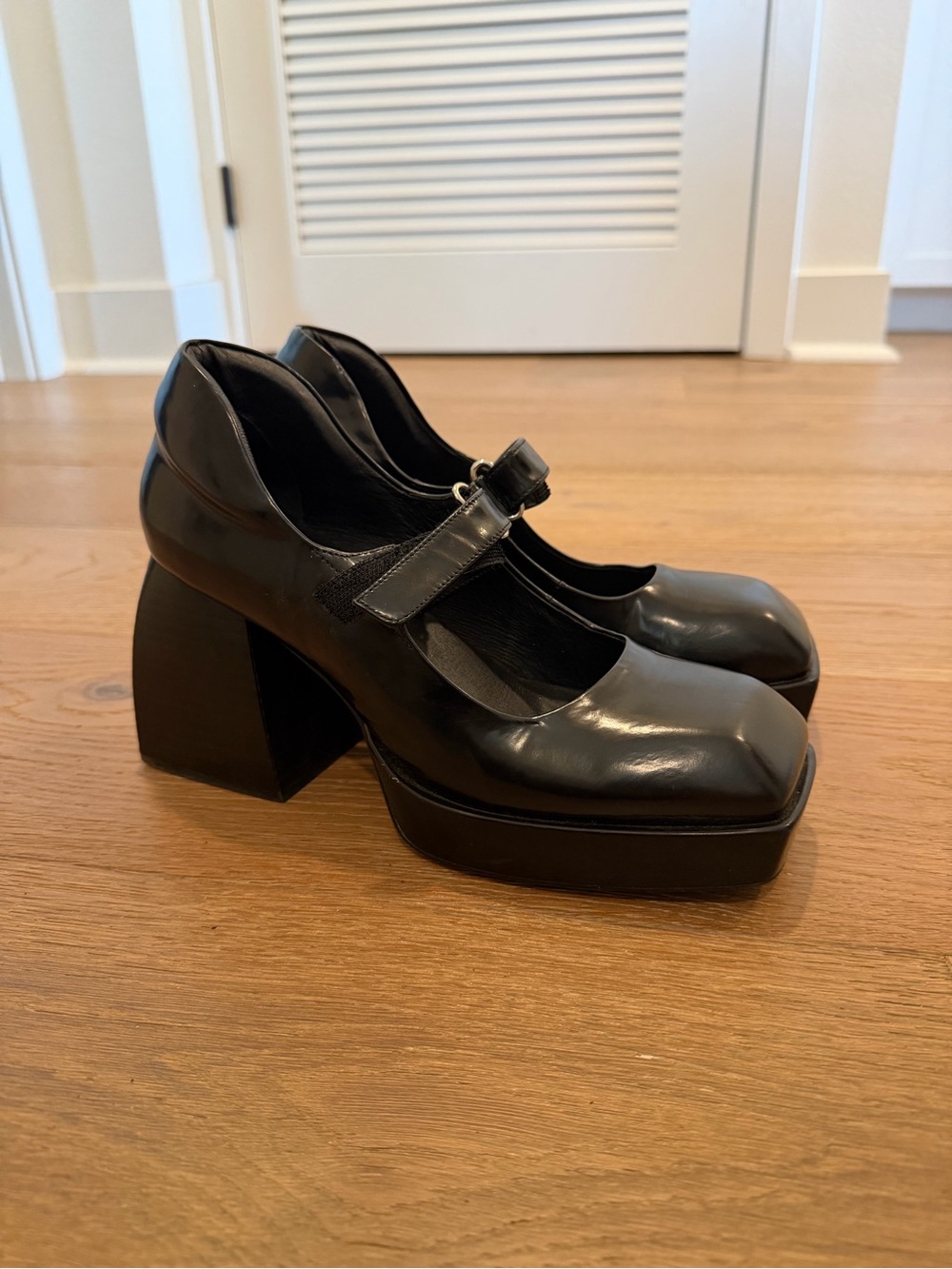 Jeffrey Campbell Reine Platform Mary Jane Pump Black Chunky Heel size 10 - Picture 2 of 14